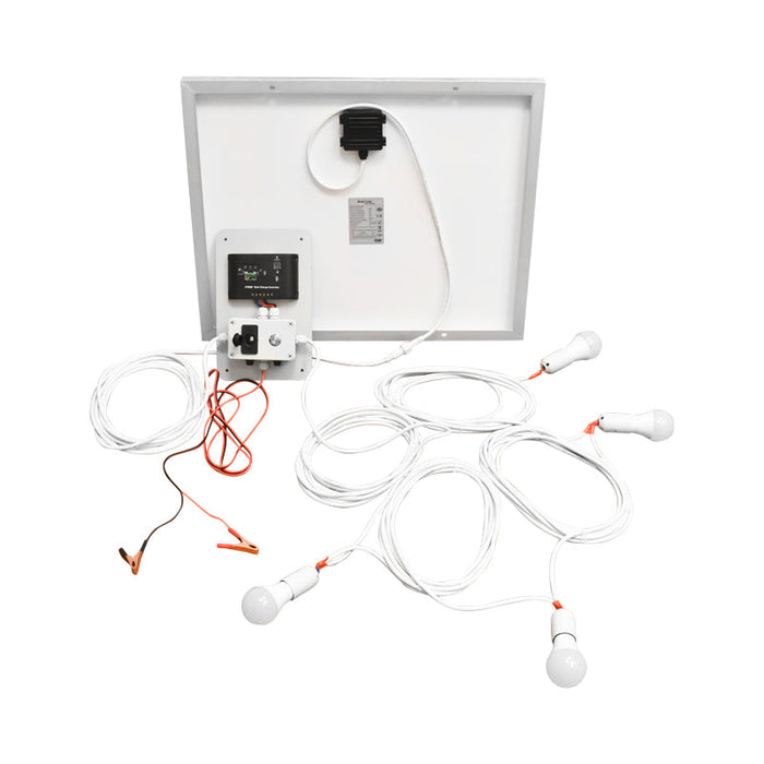 Set pannello solare 50W fotovoltaico monocristallino 670x540x30mm 12-24V presa accendisigari con 4 lampadine 9W