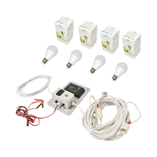 Set pannello solare 50W fotovoltaico monocristallino 670x540x30mm 12-24V presa accendisigari con 4 lampadine 9W