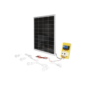 Set pannello solare 75W fotovoltaico monocristallino 790x690x75mm 12-24V 4 lampadine LED 9W B