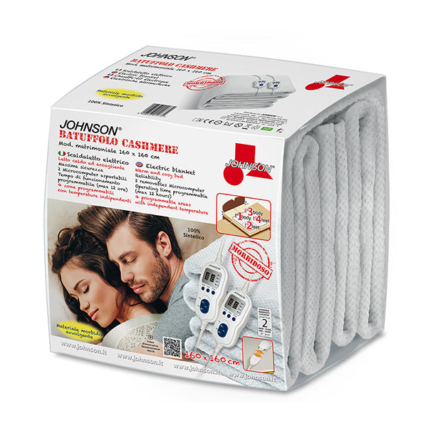 Batuffolo Coperta Elettrica Riscaldante Matrimoniale 160x160 cm con Pannello di Controllo Removibile 10 Livelli di Regolazione Superficie Vellutata