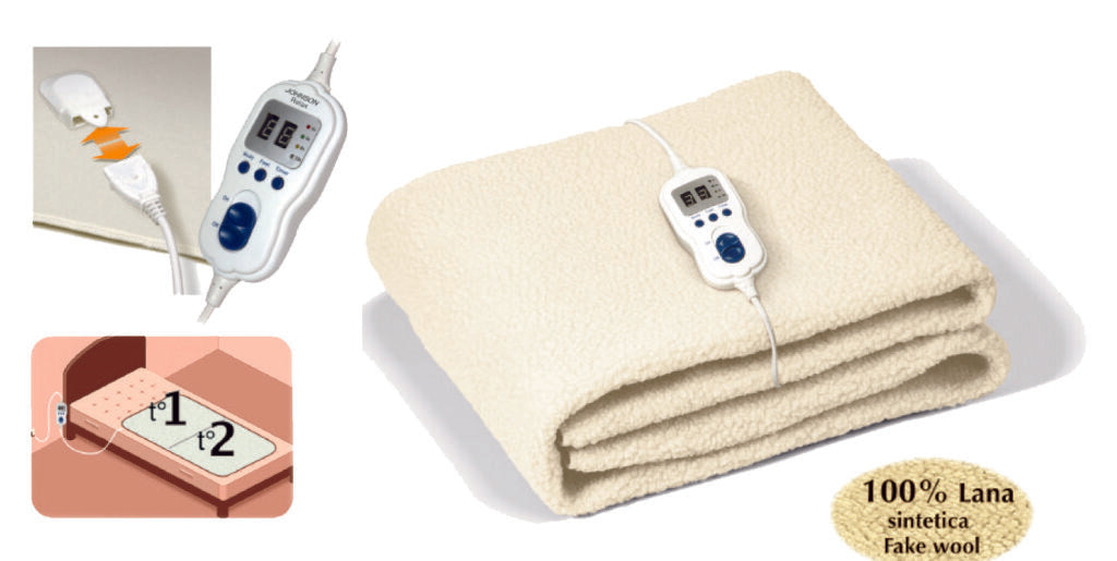 Batuffolo Coperta Elettrica Riscaldante Singola 160x80 cm con Pannello di Controllo Removibile 10 Livelli di Regolazione Superficie Vellutata