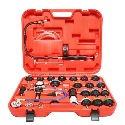 Set per testare la pressione del radiatore e del sistema di raffreddamento – 28 pezzi Breckner Germany