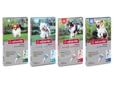 BAYER ADVANTIX PER CANI DA 4 A 10 KG ANTIPULCI REPELLENTE PER PULCI E ZECCHE