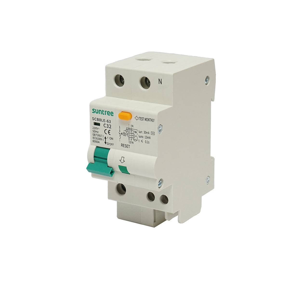 Sicurezza differenziale 1P+N, 32A, 30mA Suntree