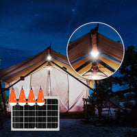 Sistema di illuminazione con lampadine 4x16 LED, pannello solare 5V/10W e telecomando