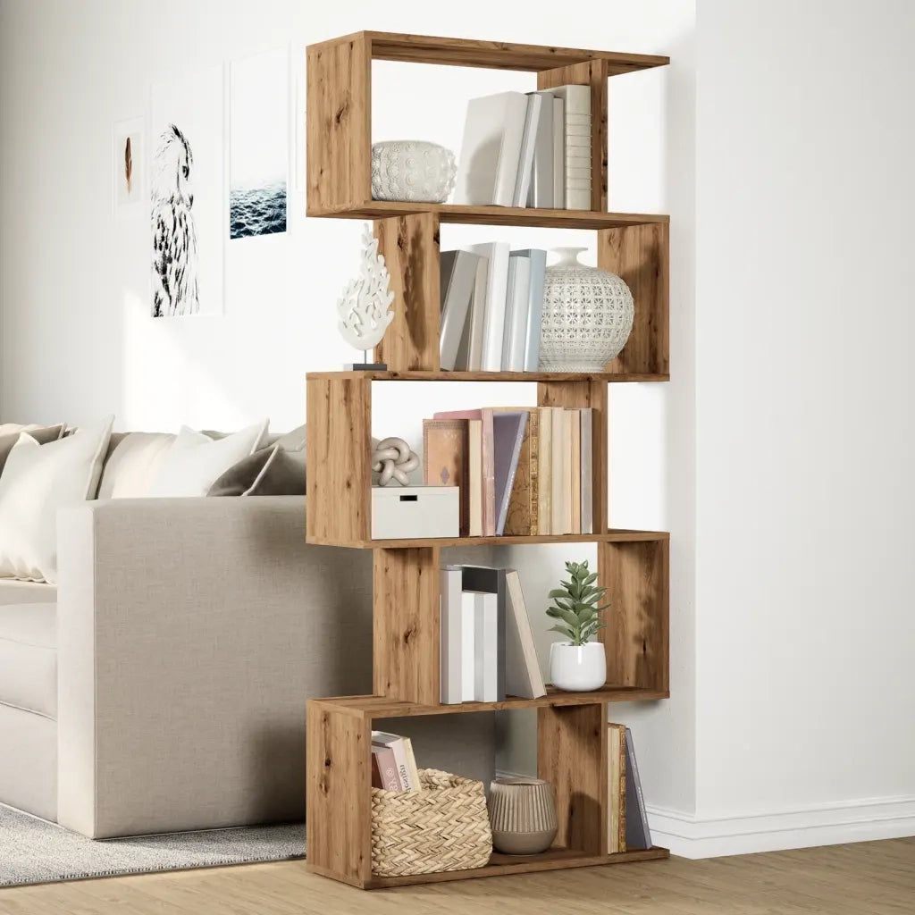 Libreria 5 Ripiani Rovere Artigianale 70x24x161 cm Truciolato 858101