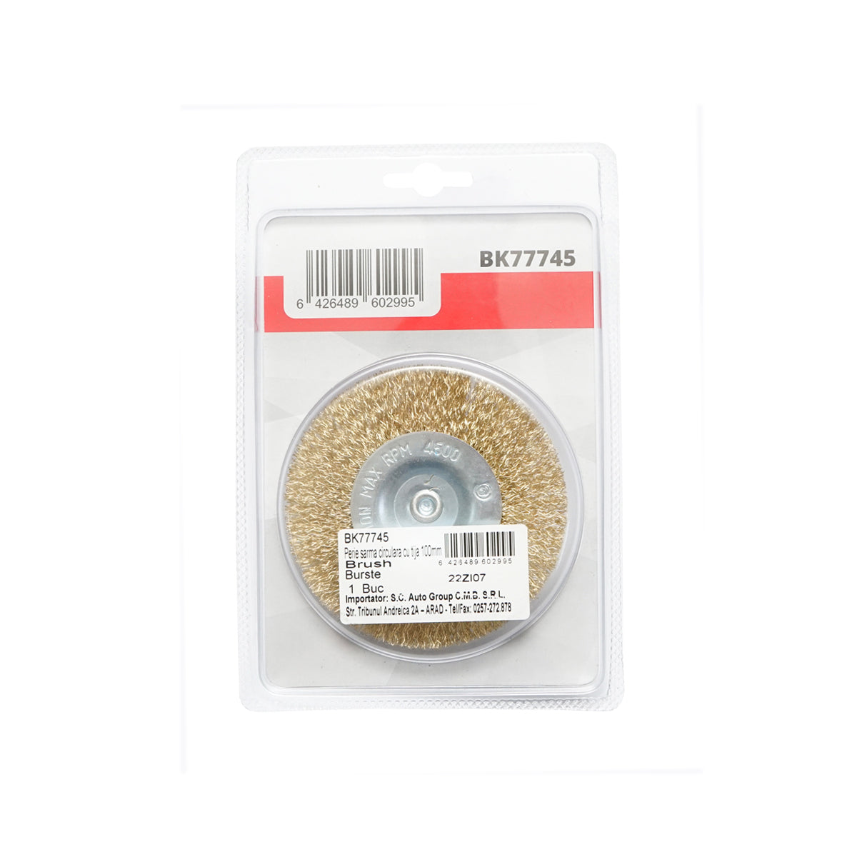 Spazzola circolare in filo metallico con attacco M14, 100 mm, 4500 giri/min, Breckner Germany.