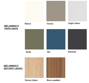 Bench per ufficio operativo con piani sagomati a 4 posti, con top in melaminico e struttura metallica cm. 360x364x75h