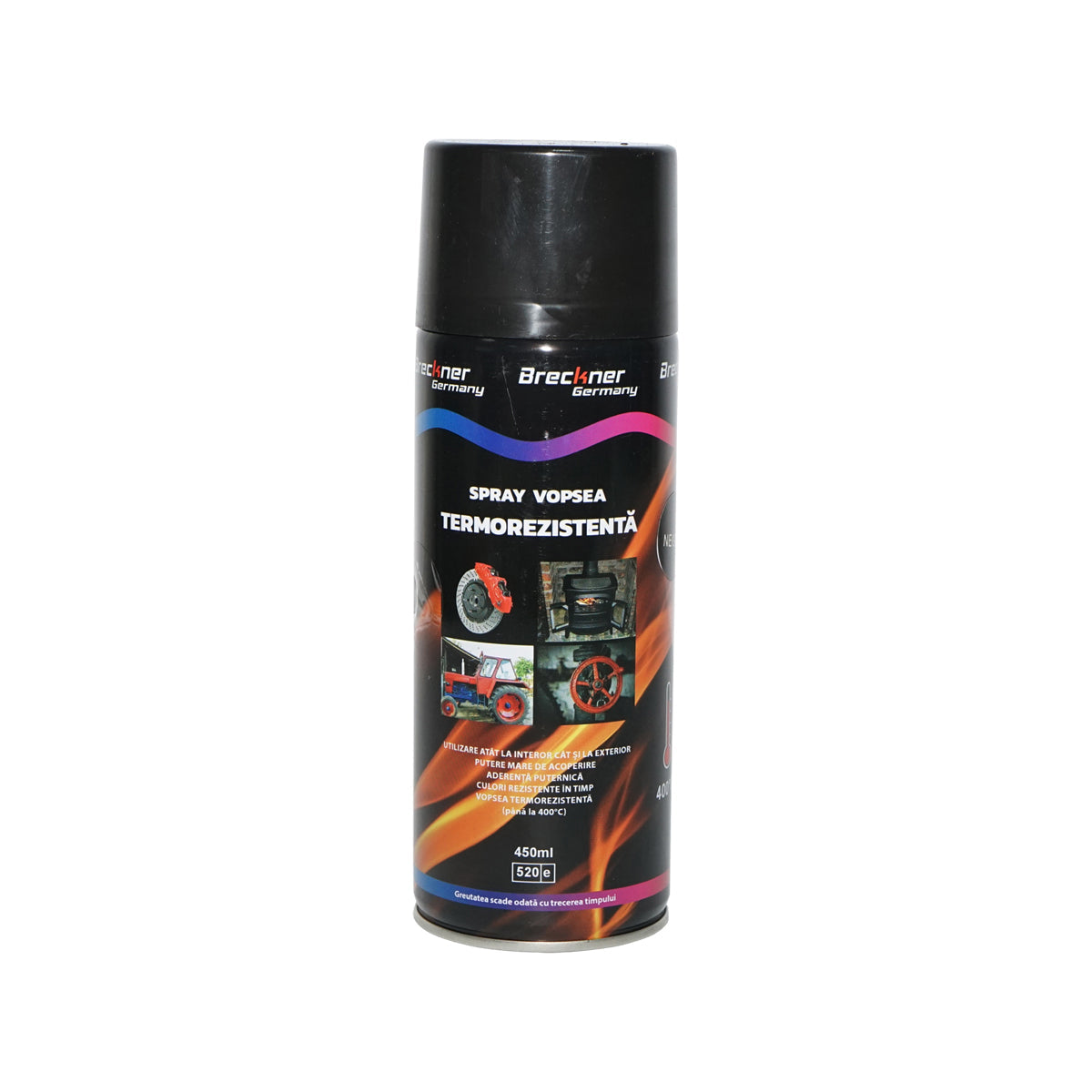 Spray vernice acrilica termoresistente a 400°C nero 450ml  Breckner Germany