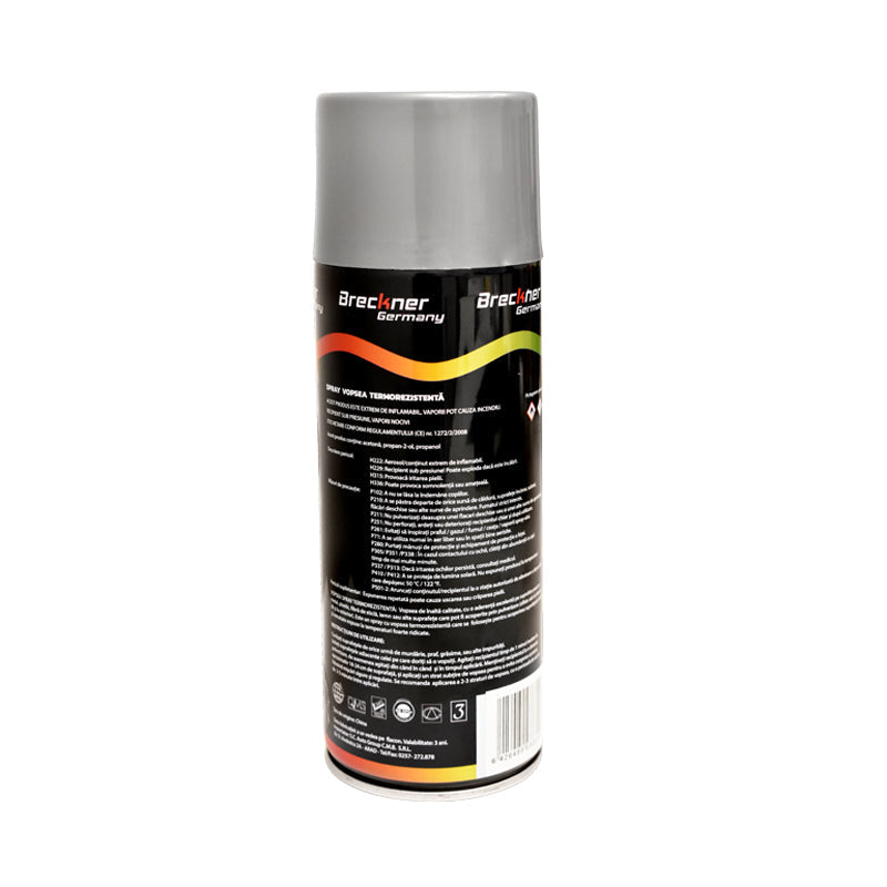 Spray vernice acrilica termoresistente fino a 400 gradi argento 450ml Breckner Germany