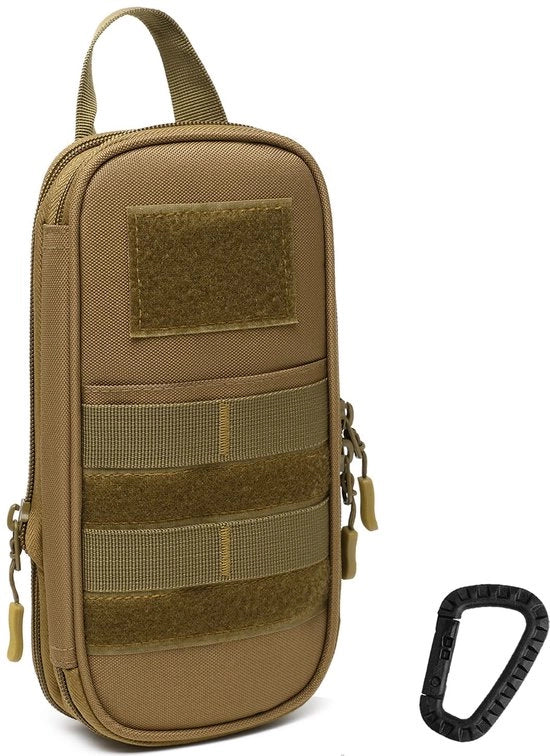 Etui per studenti, attrezzatura scolastica, etui, borsa tattica per scuola e ufficio, borsa espandibile (marrone)