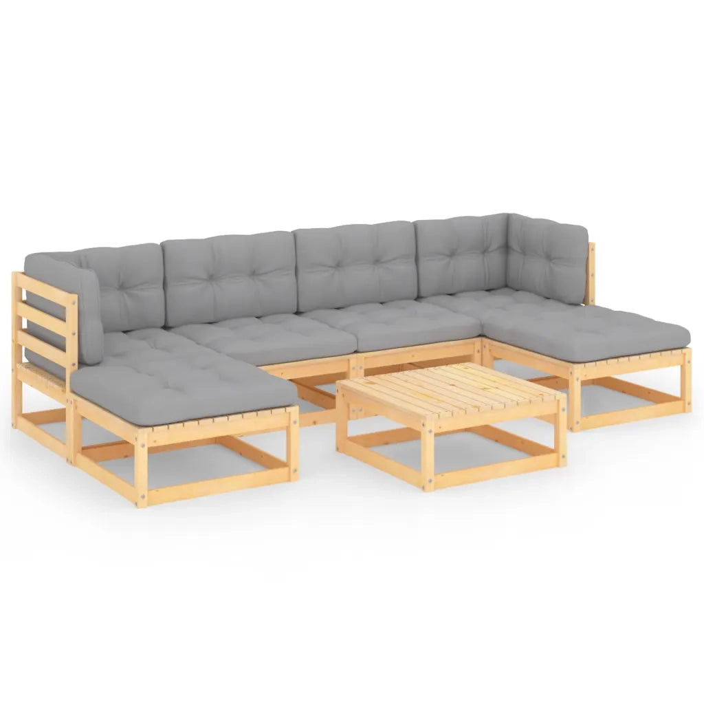 Set Salotto Giardino 7 pz Cuscini Antracite Legno Massello Pino 3077119