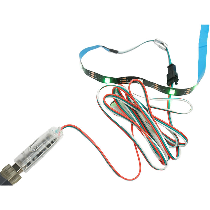 Striscia LED modello Fireworks 11x0,5+1x1m 5V, USB, bluetooth, controllo vocale, applicazione RGB+IC