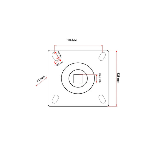 Supporto con cuscinetto ST491 quadrato=32,5 mm.