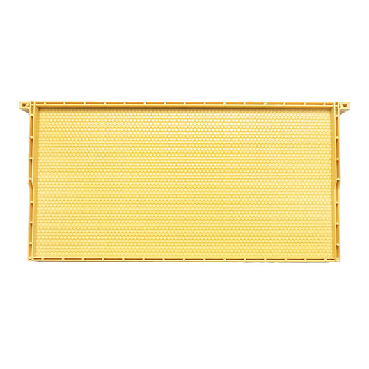 Telaio per arnia in plastica gialla, dimensioni 483x448x232 mm.