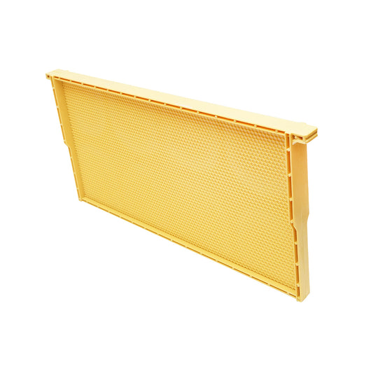 Telaio per arnia in plastica gialla, dimensioni 483x448x232 mm.