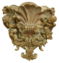 Biscottini Acquasantiera in resina finitura oro anticato L34xPR15,5xH39 cm