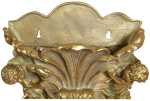 Biscottini Acquasantiera in resina finitura oro anticato L34xPR15,5xH39 cm