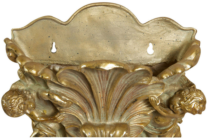 Biscottini Acquasantiera in resina finitura oro anticato L34xPR15,5xH39 cm