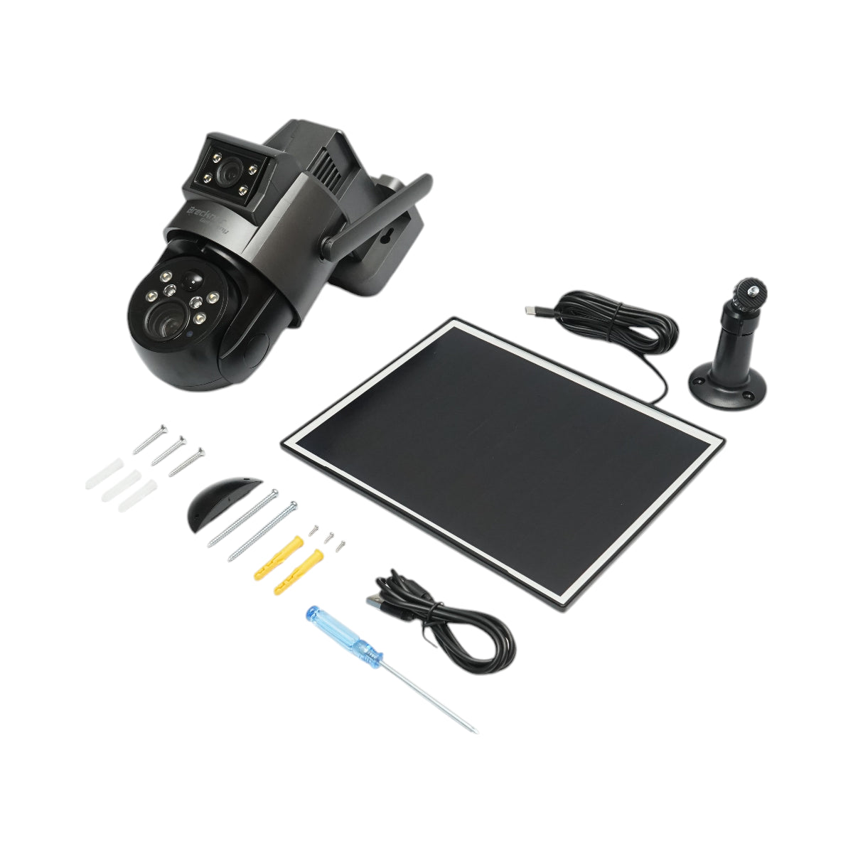 Telecamera di sorveglianza con lente doppia 6 MP, 4G, WIFI 2.4 GHz, pannello solare, batteria da 10.000 mAh, controllo PTZ a 360°, rilevamento umano PIR, visione notturna e applicazione Ubox