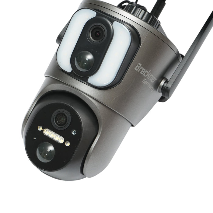 Telecamera di sorveglianza con lente doppia 6 MP, 4G, WIFI 2.4 GHz, pannello solare, batteria da 13.500 mAh, controllo PTZ, sensore di movimento, rilevamento umano PIR, visione notturna IR intelligente e applicazione Ubox