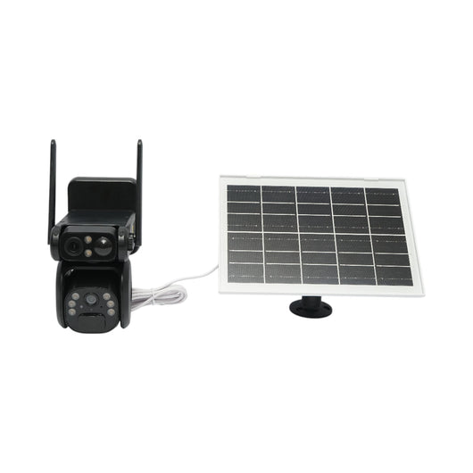 Telecamera di sorveglianza con lente doppia 6 MP, 4G, WIFI 2.4 GHz, pannello solare, batteria da 9.000 mAh, controllo PTZ, sensore di movimento, rilevamento umano PIR, visione notturna e applicazione Ubox