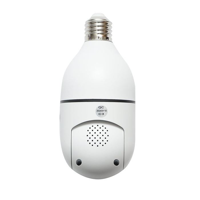 Telecamera di sorveglianza smart-bulb 2 MP, rotazione 360° PTZ, P2P WIFI 2.4GHz, tipo lampadina E27 con sensore di movimento e applicazione iCSee