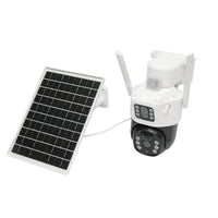 Telecamera di videosorveglianza 2x2MP con doppio obiettivo, WIFI rotante con pannello solare da 7W, PTZ, 1080P, sensore di movimento, visione notturna, applicazione V380 Pro