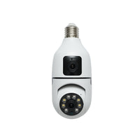 Telecamera di videosorveglianza con 2 lenti PTZ smart-bulb, WIFI 2.4G 1080P FHD 2MP, lampadina E27 con sensori di movimento, visione notturna e applicazione V380 Pro