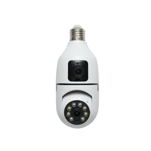 Telecamera di videosorveglianza con 2 lenti PTZ smart-bulb, WIFI 2.4G 1080P FHD 2MP, lampadina E27 con sensori di movimento, visione notturna e applicazione V380 Pro