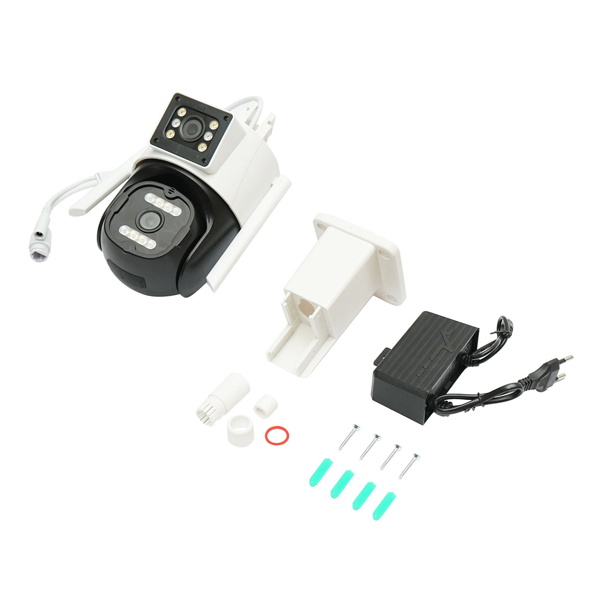 Telecamera di videosorveglianza da 6 MP con doppio obiettivo, P2P WIFI 2.4G 1080P, PTZ con sensore di movimento, rilevamento presenza umana e applicazione iCSee