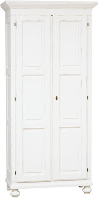 Biscottini Armadio Country in legno massello di tiglio finitura bianca anticata L100xPR50xH210 cm. Made in Italy