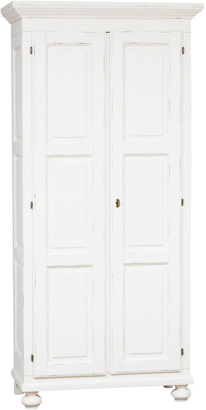 Biscottini Armadio Country in legno massello di tiglio finitura bianca anticata L100xPR50xH210 cm. Made in Italy
