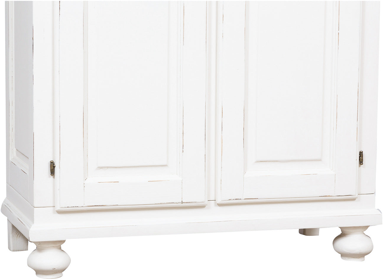 Biscottini Armadio Country in legno massello di tiglio finitura bianca anticata L100xPR50xH210 cm. Made in Italy