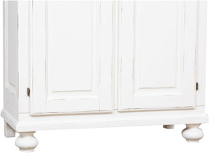 Biscottini Armadio Country in legno massello di tiglio finitura bianca anticata L100xPR50xH210 cm. Made in Italy