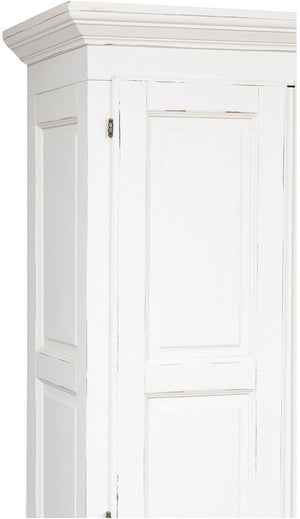 Biscottini Armadio Country in legno massello di tiglio finitura bianca anticata L100xPR50xH210 cm. Made in Italy