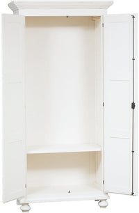 Biscottini Armadio Country in legno massello di tiglio finitura bianca anticata L100xPR50xH210 cm. Made in Italy