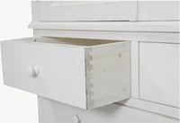 Biscottini Armadio Country in legno massello di tiglio finitura bianca anticata L120xPR59xH197 cm. Made in Italy