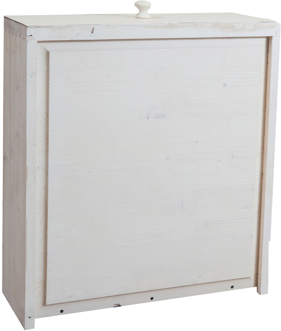 Biscottini Armadio Country in legno massello di tiglio finitura bianca anticata L120xPR59xH197 cm. Made in Italy