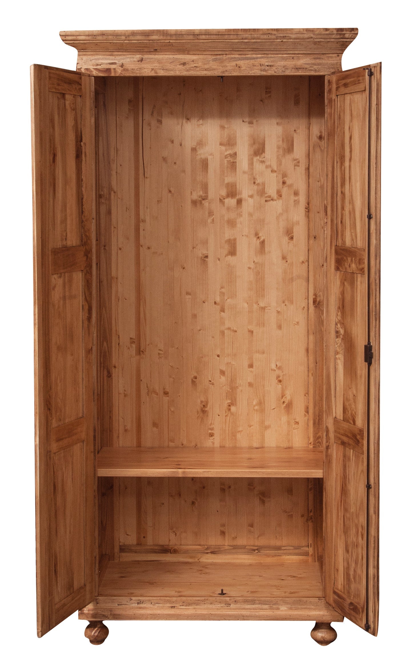 Biscottini Armadio Country in legno massello di tiglio finitura naturale L100xPR50xH210 cm. Made in Italy