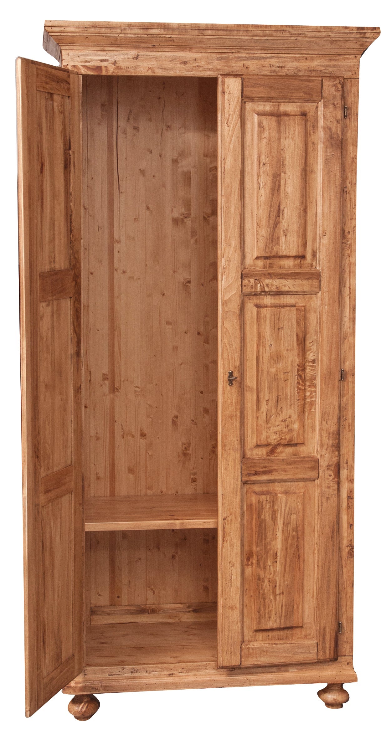 Biscottini Armadio Country in legno massello di tiglio finitura naturale L100xPR50xH210 cm. Made in Italy