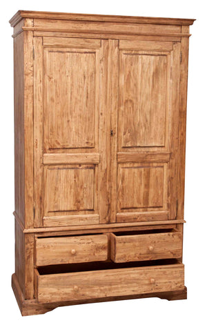 Biscottini Armadio Country in legno massello di tiglio finitura naturale L120xPR59xH197 cm. Made in Italy