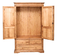 Biscottini Armadio Country in legno massello di tiglio finitura naturale L120xPR59xH197 cm. Made in Italy