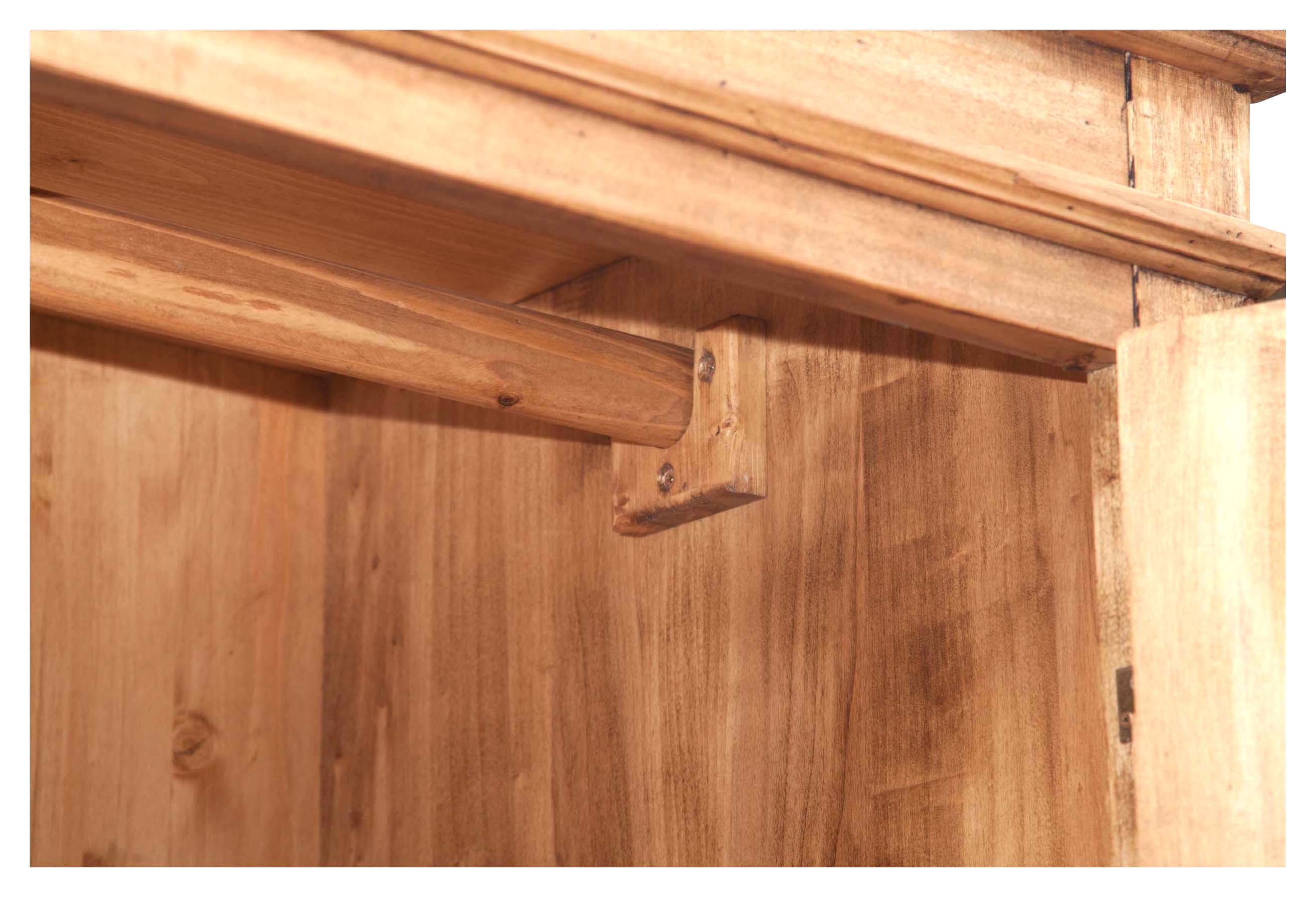 Biscottini Armadio Country in legno massello di tiglio finitura naturale L120xPR59xH197 cm. Made in Italy