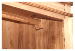 Biscottini Armadio Country in legno massello di tiglio finitura naturale L120xPR59xH197 cm. Made in Italy