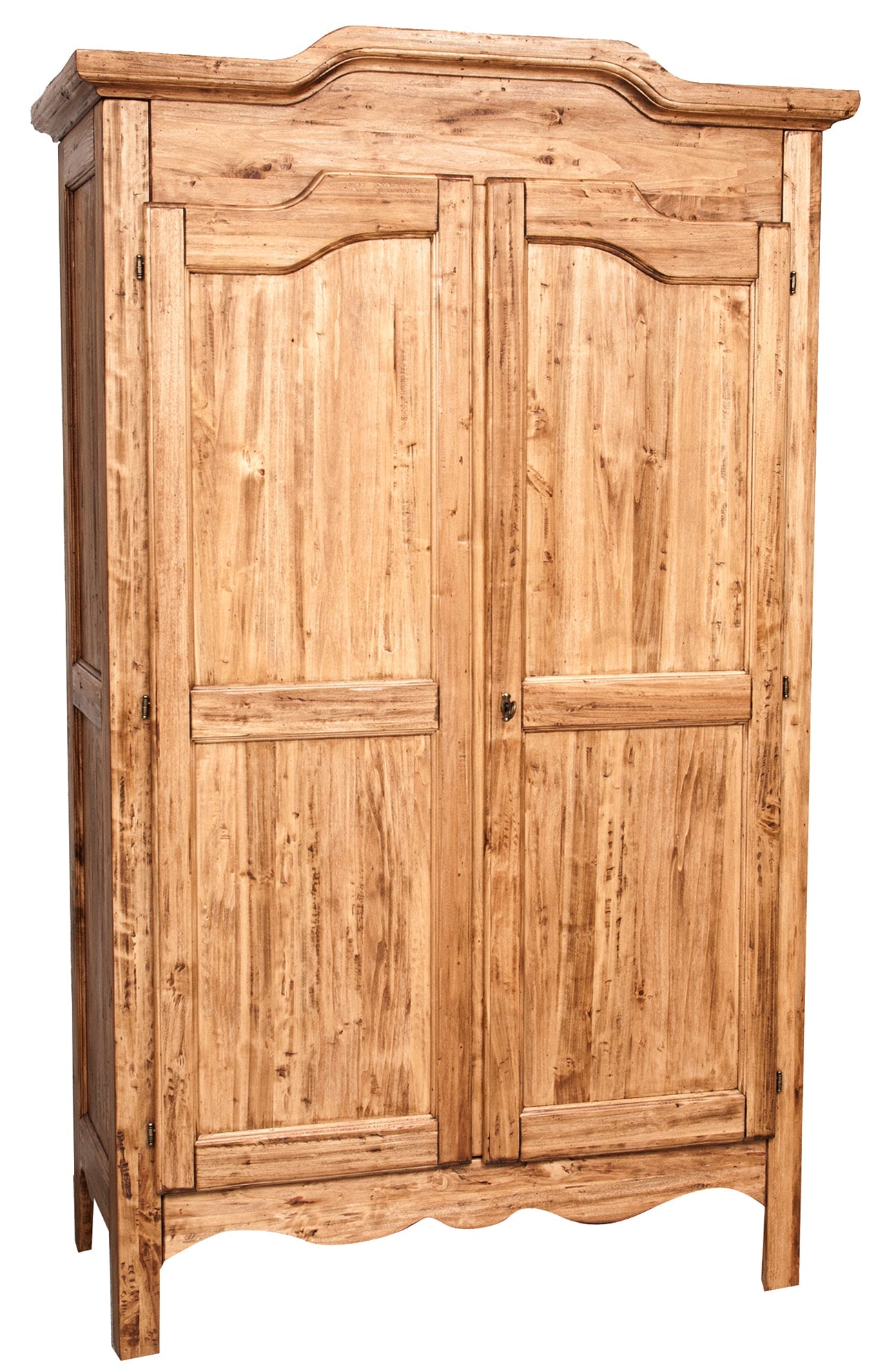 Biscottini Armadio Country in legno massello di tiglio finitura naturale L127xPR59xH204 cm. Made in Italy