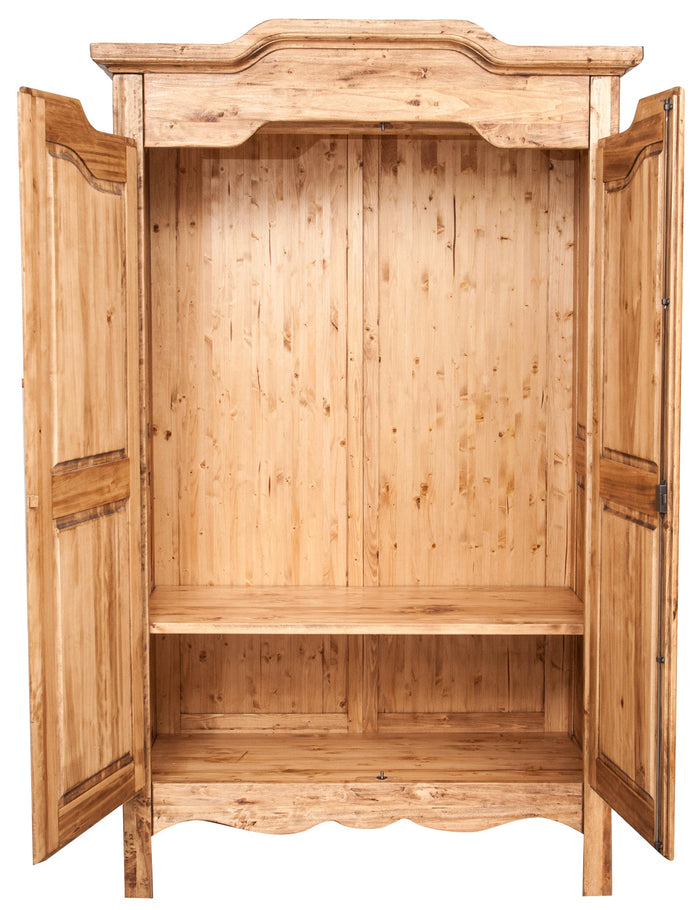 Biscottini Armadio Country in legno massello di tiglio finitura naturale L127xPR59xH204 cm. Made in Italy