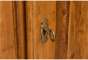 Biscottini Armadio Country in legno massello di tiglio finitura noce L100xPR50xH210 cm. Made in Italy