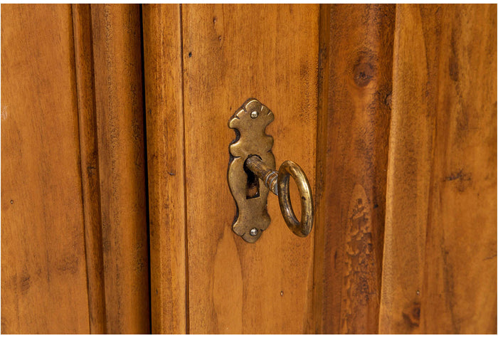 Biscottini Armadio Country in legno massello di tiglio finitura noce L100xPR50xH210 cm. Made in Italy