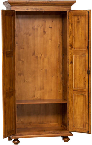 Biscottini Armadio Country in legno massello di tiglio finitura noce L100xPR50xH210 cm. Made in Italy